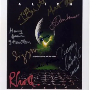 alien sigourney weaver signed cast photo ian holm,john hurt shanks autographs