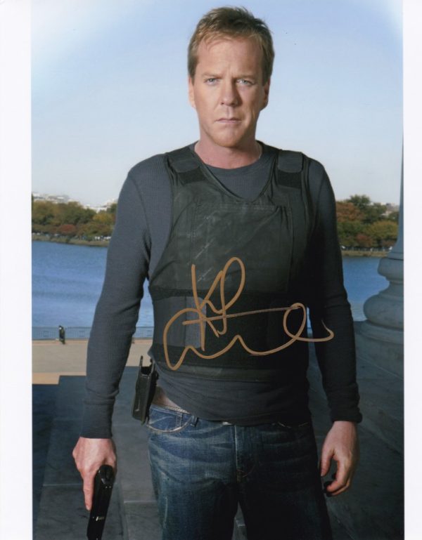 kiefer sutherland signed 24 'jack bauer' 8x10 photo. shanks autographs memorabilia