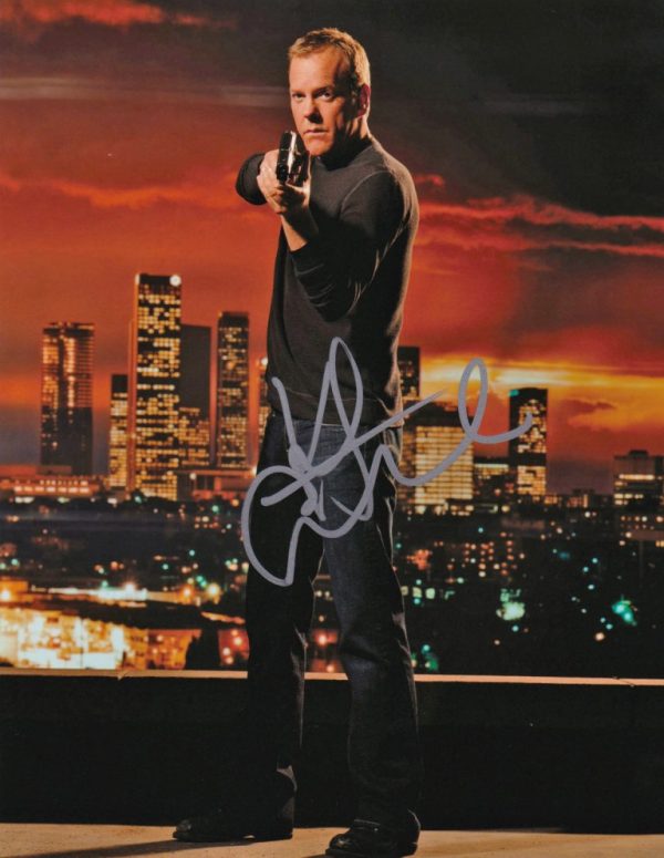 kiefer sutherland signed 24 'jack bauer' 8x10 photo. shanks autographs memorabilia