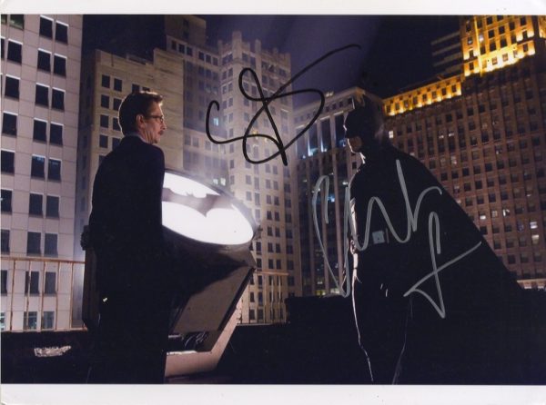 christian bale & gary oldman signed batman begind photo 8x10 shanks