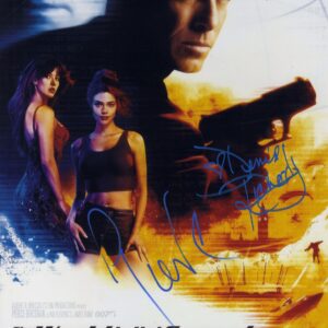 The world is not enough Denise Richard, pierce brosnan signed James bond 18x12 photo,007 shanks autographsa