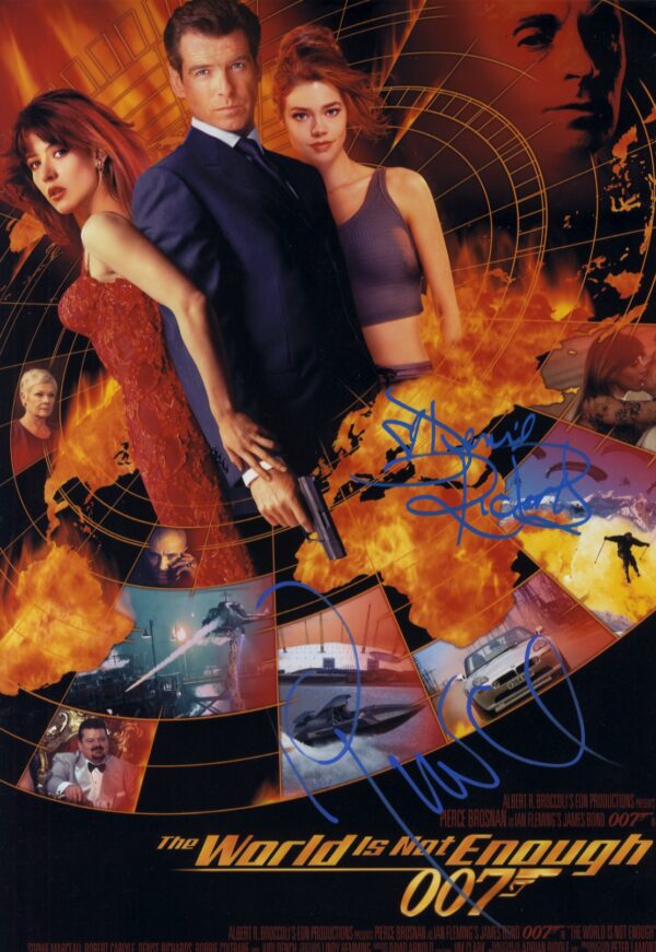 The world is not enough Denise Richard, pierce brosnan signed James bond 18x12 photo,007 shanks autographsa