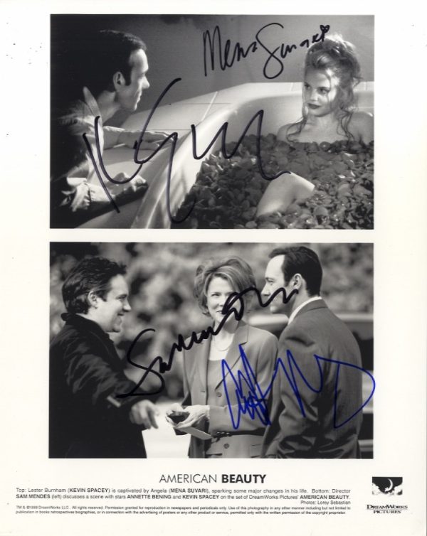 American Beauty Kevin Spacey,sam mendes and Annette bening signed photo