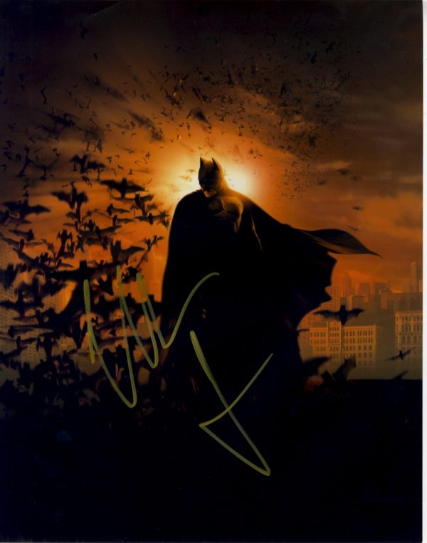 christian bale signed batman 11x14 the dark knight , shanks autographs
