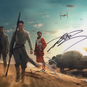 Star Wars The Force Awakens, John Boyega, Oscar Isaac and Daisy Ridley Signed 11x14