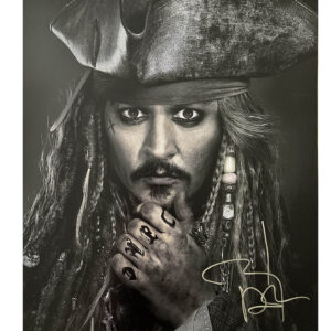 16x20 johnny depp signed pirates of the caribbean jack sparrow. shanks autographs