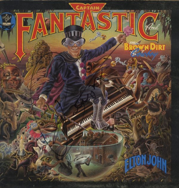 bernie taupin signed Elton John vinyl Captain Fantastic