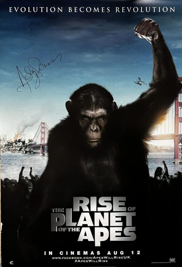 rise of the planet of the apes andy serkis signed original double sided poster.shanks autographs
