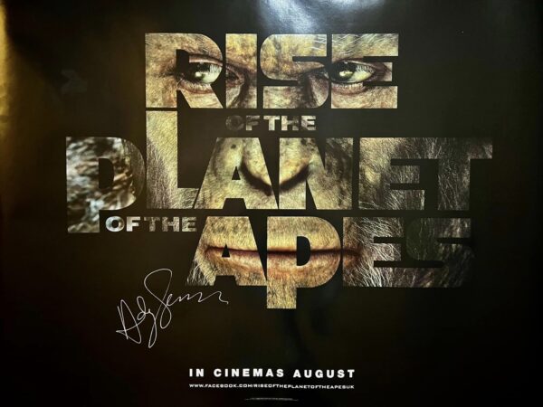 quad rise of the planet of the apes andy serkis signed original double sided poster.shanks autographs