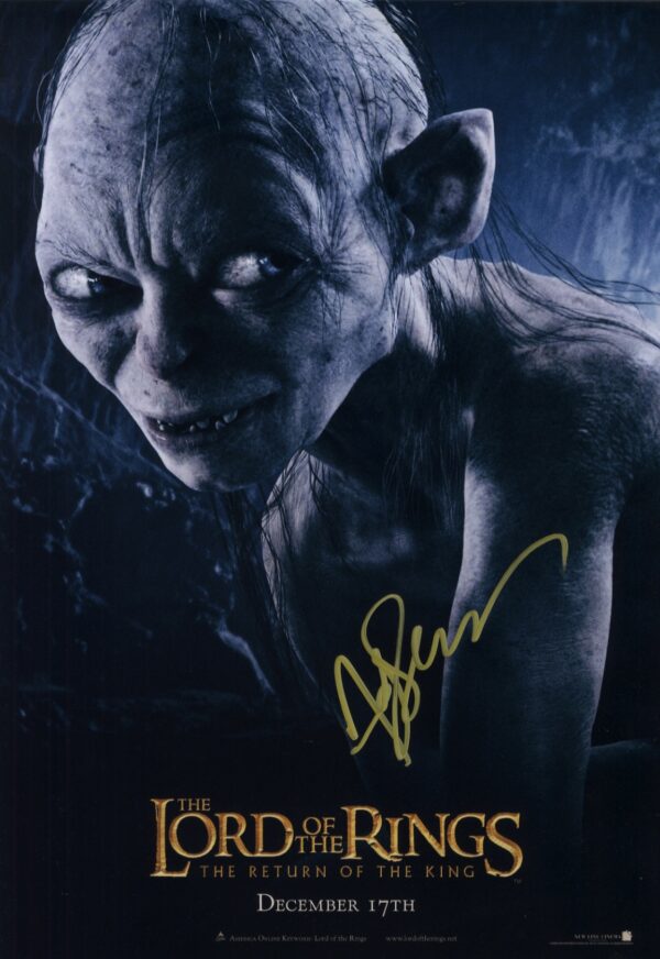 Lord of the Rings Gollum andy serkis 12x18 signed photo.shanks autographs