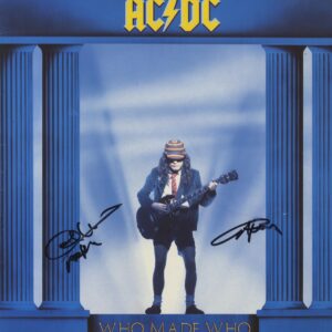 ac'dc signed Who Made Who Vinyl angus young and cliff williams, shanks autographs