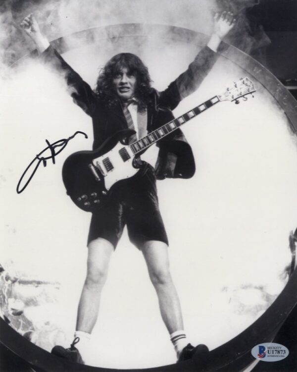 Angus young AC/DC Signed photo.Shanks Autogrtaphs