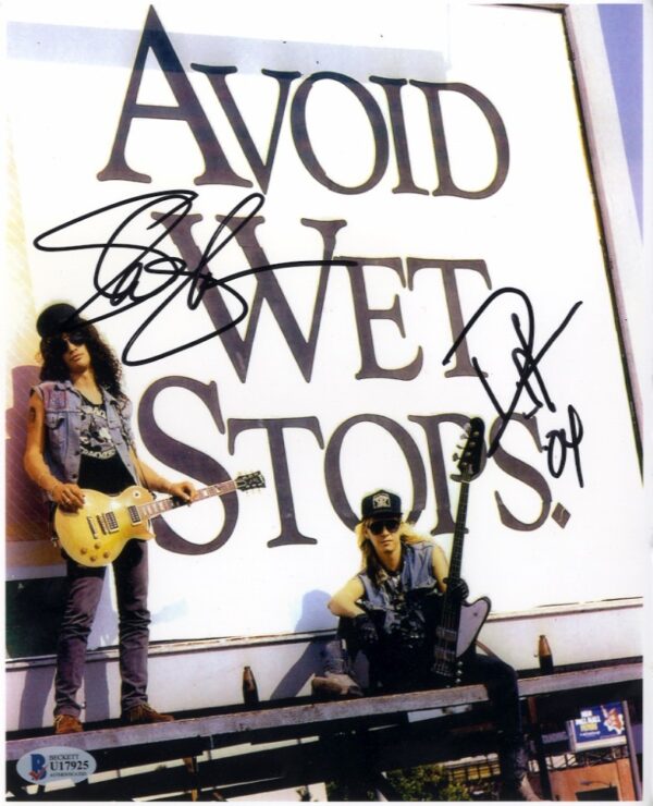 slash and duff mckagen signed photo. shanks autographs