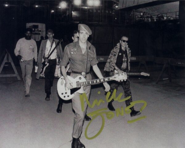 mick jones signed photo.shanks autographs the clash