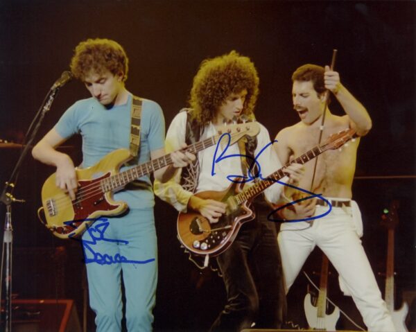 John Deacon, Queen Brian May signed photo.shanks autographs