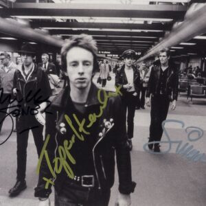 The Clash topper headon, mick jones & Paul Simonon signed photo.shanks autographs