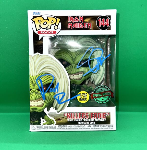 paul Di'anno, steve harris signed eddie glow in the dark iron maiden Funko Pop