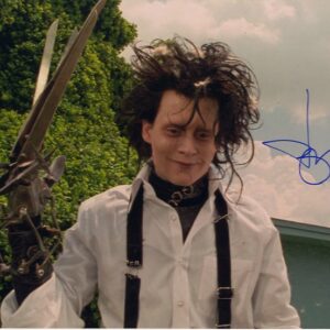 JOHNNY DEPP SIGNED EDWARD SCISSORHANDS PHOTO.SHANKS AUTOGRAPHS