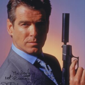 pierce brosnan quote signed photo the world is not enough, james bond 007.shanks autographs