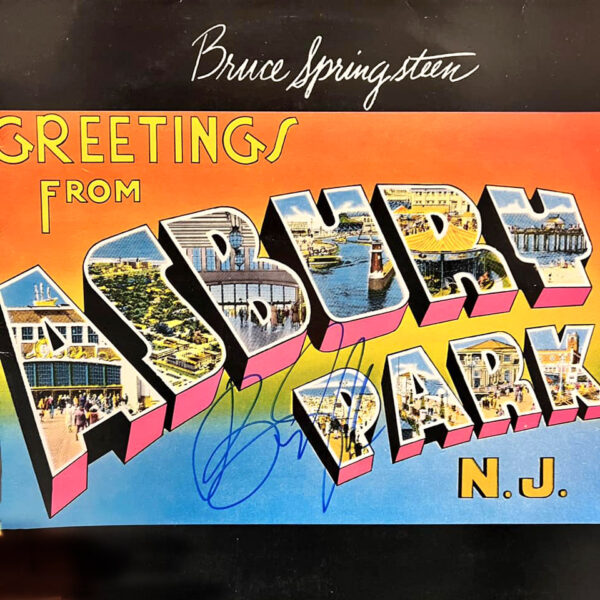 bruce springsteen signed greetings from asbury park vinyl record.