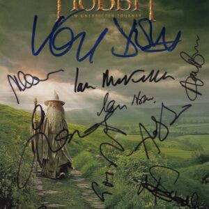 the hobbit cast signed photo, ian mckellen martin freeman peter jackson. shanks autographs