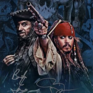 ian Mcshane Johnny Depp signed pirates of the caribbean photo