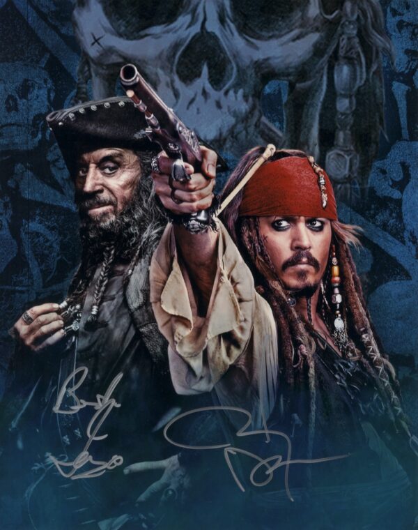 ian Mcshane Johnny Depp signed pirates of the caribbean photo