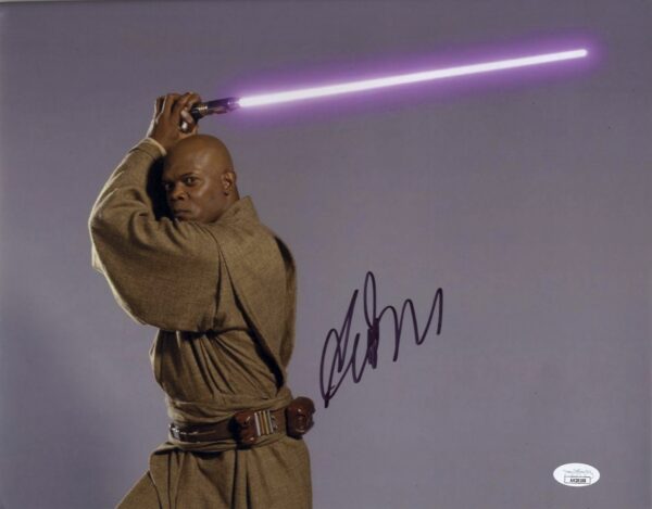 samuel l jackson signed star wars mace windu photo. shanks autographs