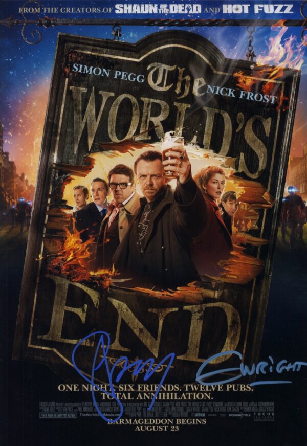 the worlds end signed edgar wright simon pegg photo.shanks autographs