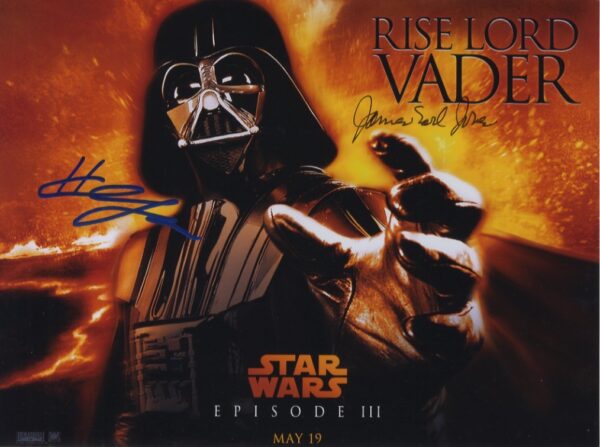 Hayden Christensen & James Earl Jones star wars 'Darth Vader' Signed photograph