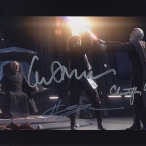 hayden christensen, christopher lee & ian mcdiarmid signed star wars photograph.shanks autographs