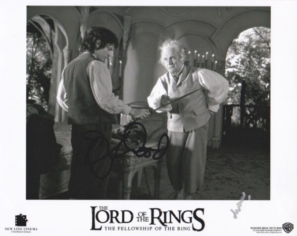the lord of the rings, Ian Holm,elijah wood signed photo.shanks autographs