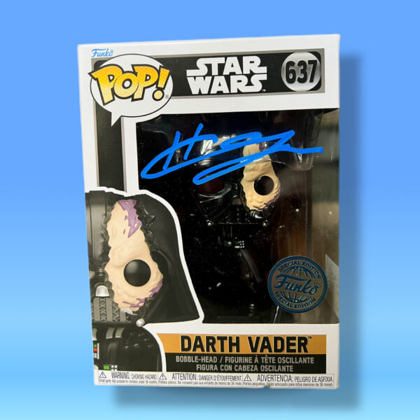 hayden christensen signed funko pop anakin skywalker, darth vader shanks autographs