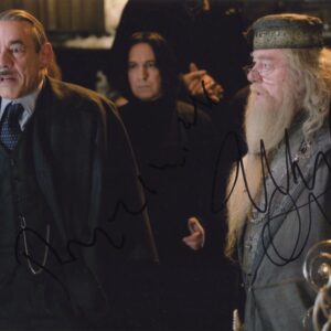 roger lloyd pack & michael gambon signed harry potter photo, professor dumbledore