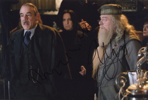 roger lloyd pack & michael gambon signed harry potter photo, professor dumbledore