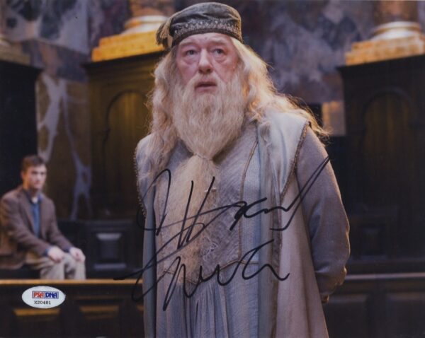 michael gambon signed harry potter photo, professor dumbledore psa/dna authentication