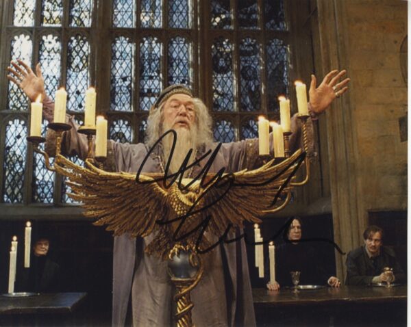 michael gambon signed harry potter photo, professor dumbledore