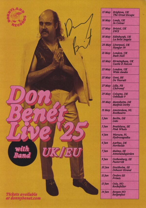 donny benet signed tour poster .shanks autographs
