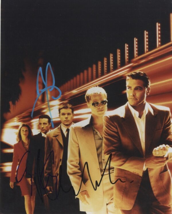 OCEAN'S ELEVEN Clooney, pitt, Damon signed. shanks autographs