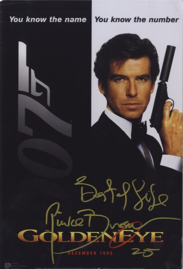 pierce brosnan goldeneye James Bond signed photo, Shanks autogrtaphs
