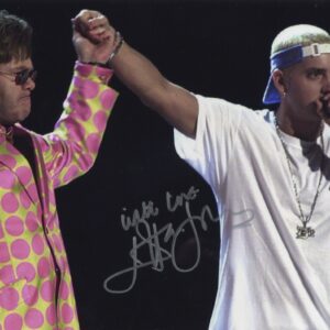 elton john signed Eminem photo.shanks autographs