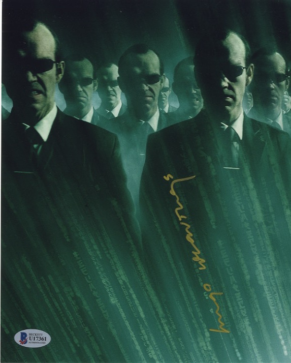 Hugo weaving signed 8x10 photo.shanks autographs