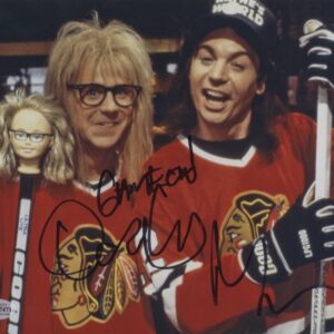 Waynes world mike Myers dana carver signed photo. shanks autographs
