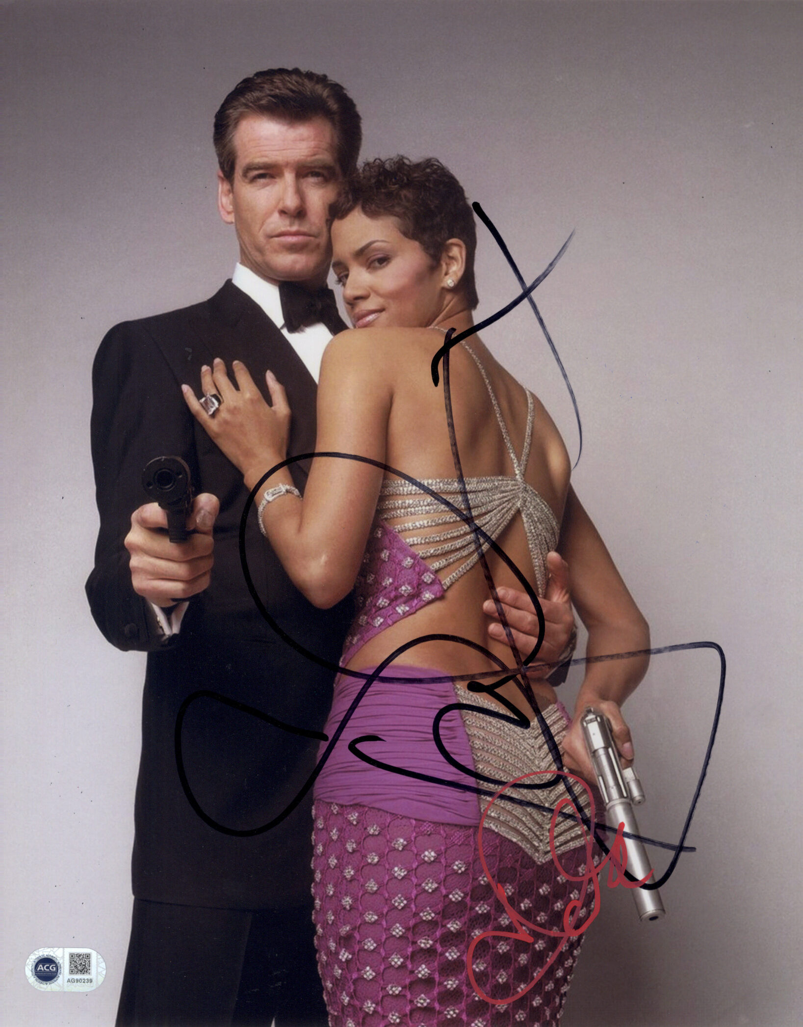pierce brosnan & halle berry signed James Bond photo.shanks autographs act cert