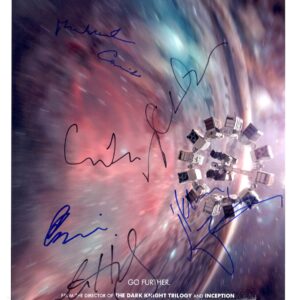 interstellar signed photo - Sir Michael Caine, Matthew mcpconaughey, Jessica chasten, Anne Hathaway, Christopher Nolan & David Gyasi.