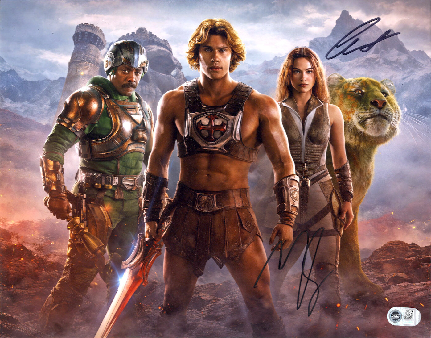 he-man masters of the universe signed photo Nicholas galitzine and camila Mendes. acgcert authentication