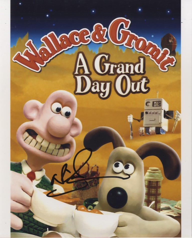 Nick Park Wallace and Gromit signed photo.