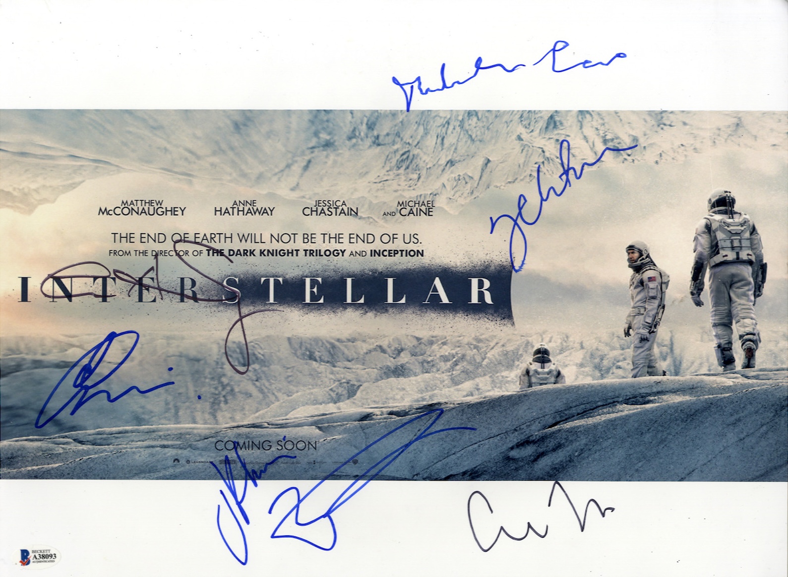 Interstellar Cast signed 12x16 Photo BAS