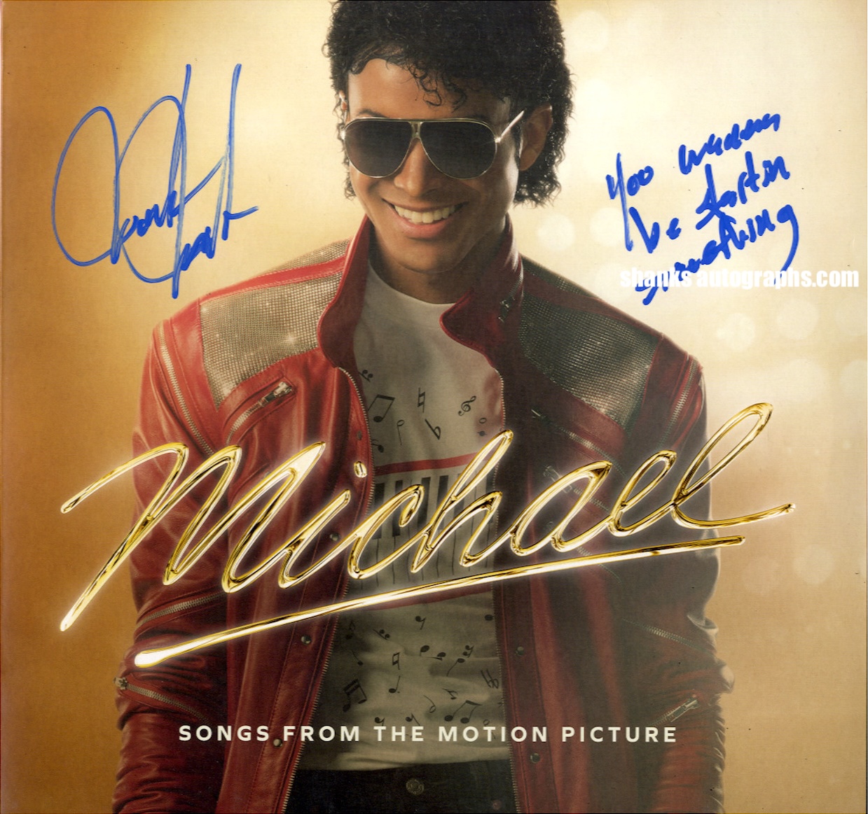 Jaafar Jackson signed Michael OST vinyl with You Wanna Be Startin’ Somethin’ inscription – GRAD authenticated